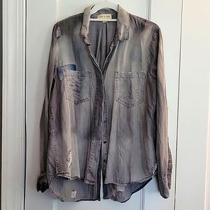 Cloth and stone anthropologie distressed chambray button down